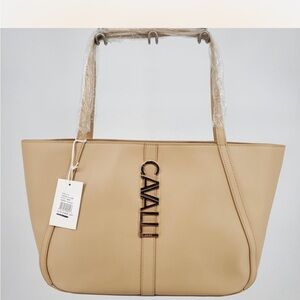 Cavalli Class Sandra Almond Bluff Leather Tote Bag NWT still wrapped.
